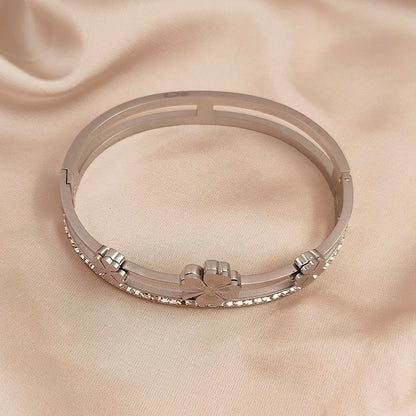 Four Leaf Clover Bracelet - 18K Gold Plated Stainless Steel Lucky Charm Jewelry