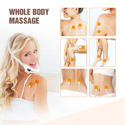 Jawline facial massager with EMS pulse vibration and heat