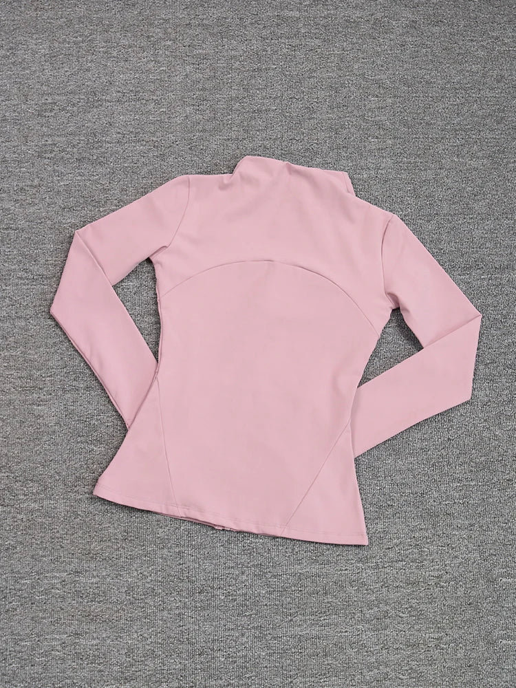 Luxe Yoga fitted Coat Women's Slimming Long Sleeve Fast Running Thin Pilates Fitness Suit Top Clothing