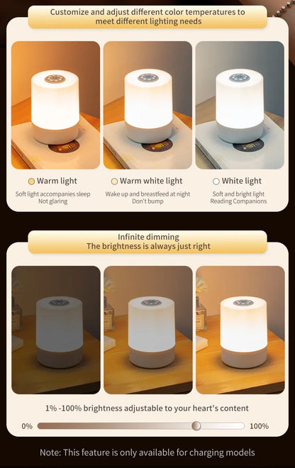 Touch bedside lamp with remote control and three light modes