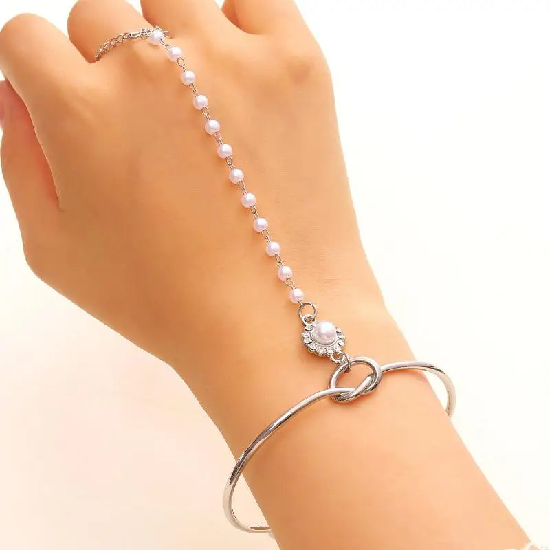 Women’s crystal hand chain wrap bracelet with layers