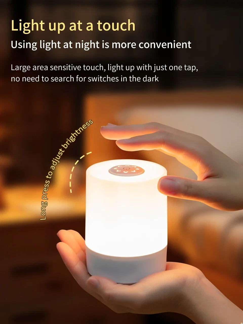 Touch bedside lamp with remote control and three light modes