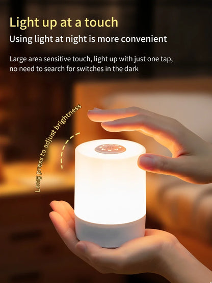 Touch bedside lamp with remote control and three light modes