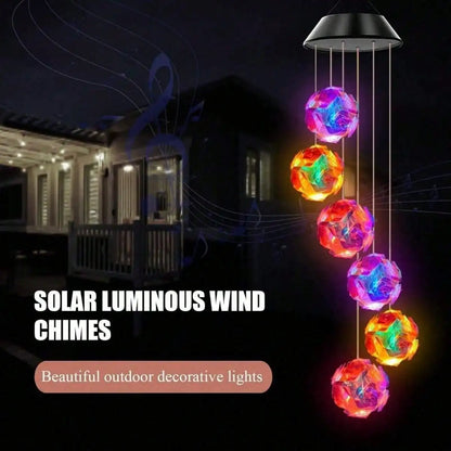 Home decor solar wind chimes hanging light featuring illuminated geometric hanging spheres for patio gardens