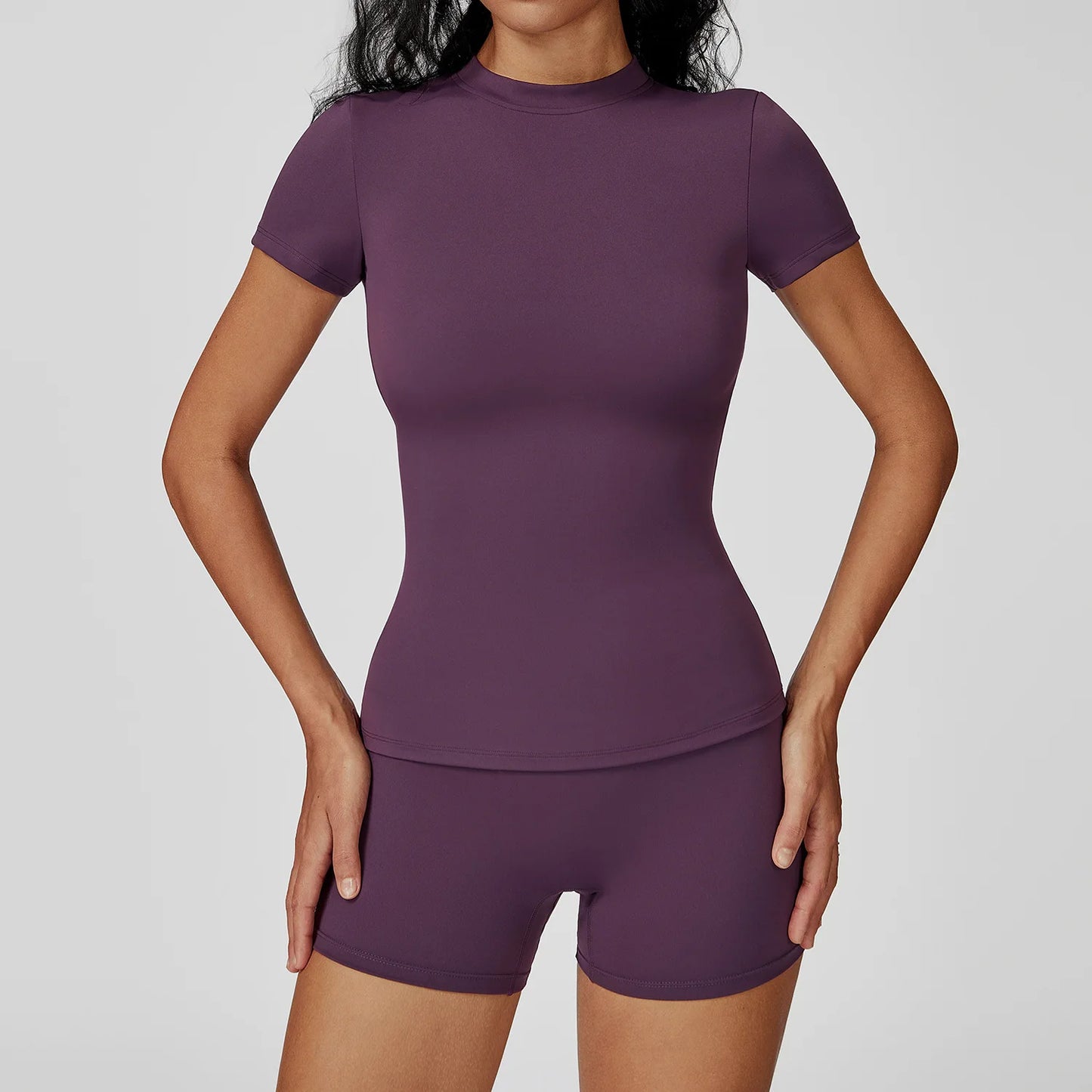 Women Yoga Set 2PCS Workout Set Sportswear Gym Clothing Fitness Long Sleeve High Waist Leggings Cycling Shorts WORKOUT REVOLUTION