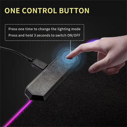 Large RGB LED gaming desk mat with city sunset print