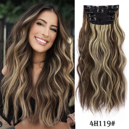 Synthetic Clip In Hair Extensions 11Color Synthetic Clip In Hair Extensions Long Wavy 4Pcs/Set Piece 11 Clip-In Hairpieces