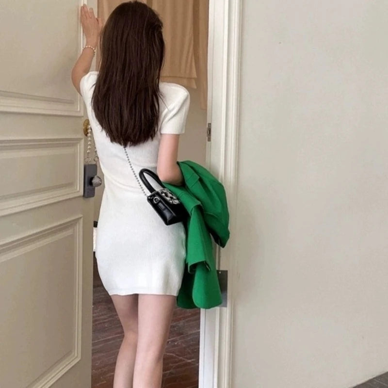 Breathable Knit Dress Short Sleeve Summer Everyday Wear Lightweight
