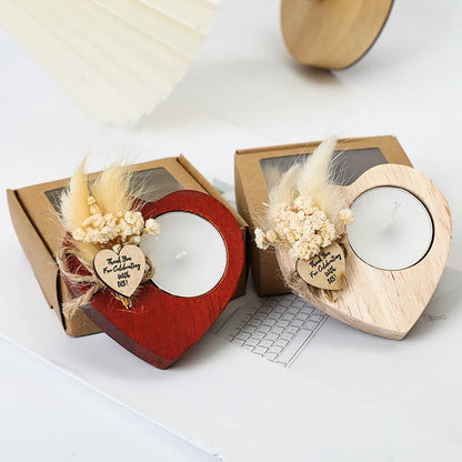 Heart Shaped Wooden Candle Holder Wedding Table Centerpiece