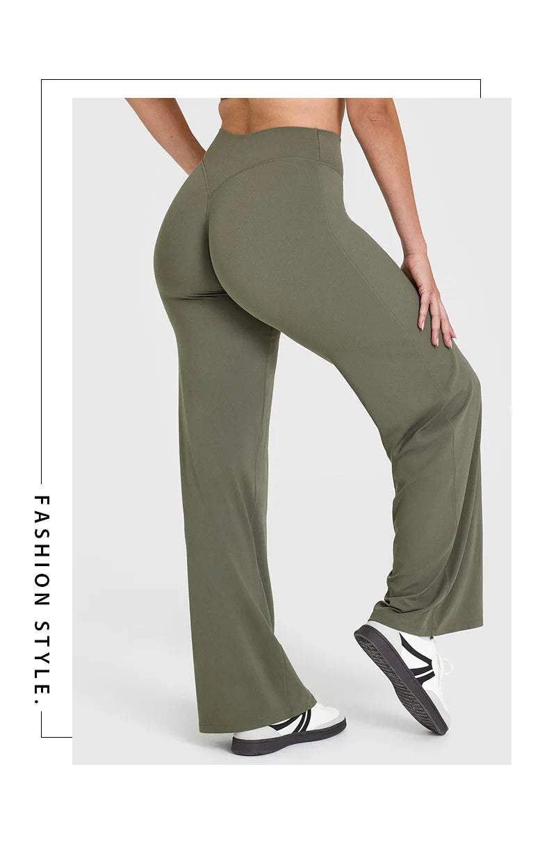 Yoga Pants Mid Rise Straight Leg Fit Second Skin Feel