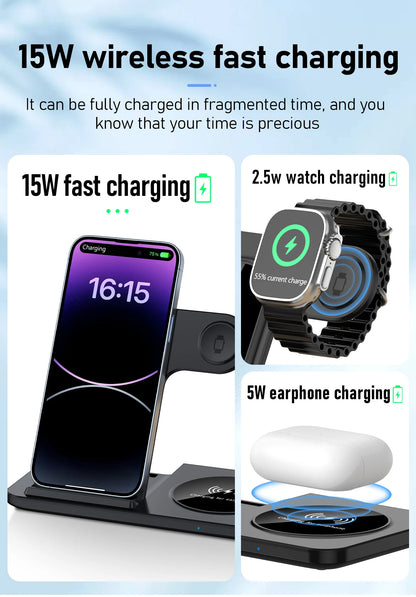 Foldable Wireless Dock for Smartphones and Earbuds 3-in-1
