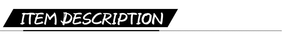 Black banner with the white text "ITEM DESCRIPTION" above a horizontal line.