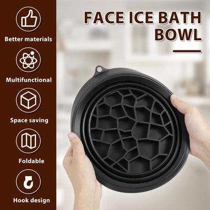 Foldable Face Ice Bath Bowl - Portable Silicone Facial Plunge Basin for Home Skincare