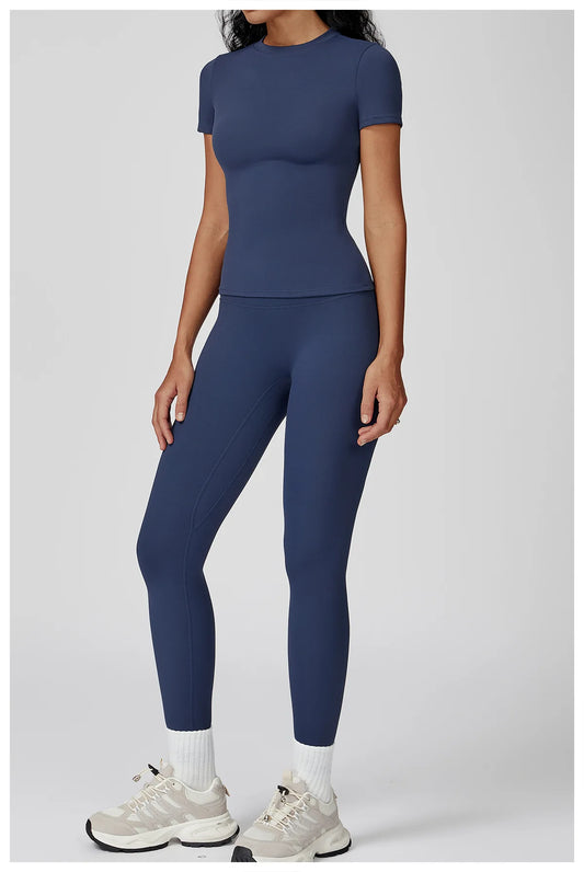 Women Yoga Set 2PCS Workout Set Sportswear Gym Clothing Fitness Long Sleeve High Waist Leggings Cycling Shorts WORKOUT REVOLUTION