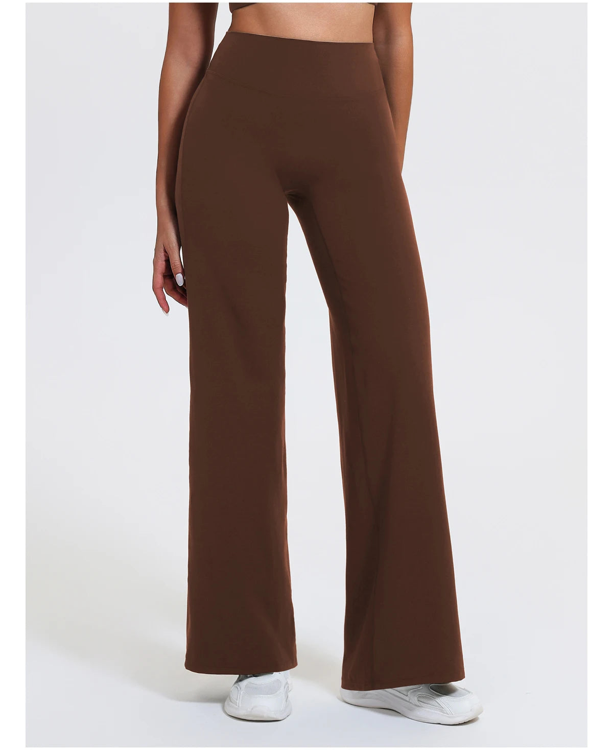 Dark brown seamless high waist sculpting leggings in a stretchy knit fabric for yoga or daily wear.