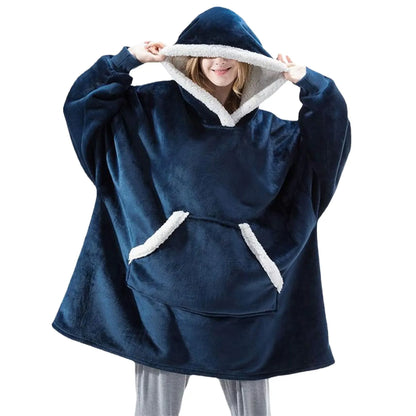 Unisex Microfiber Wearable Blanket Hoodie With Oversized Hooded Soft Texture Warm