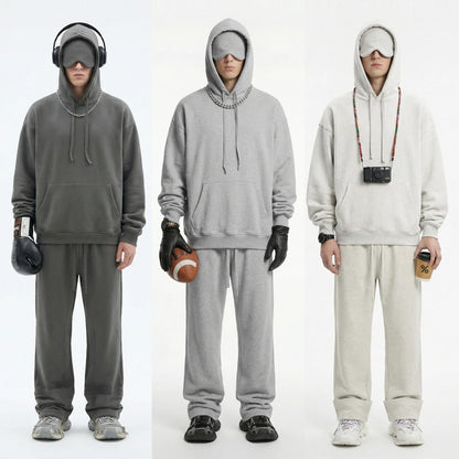 Unisex Cotton Blend Fleece Hoodie And Pants Set With Relaxed Fit And Soft Texture