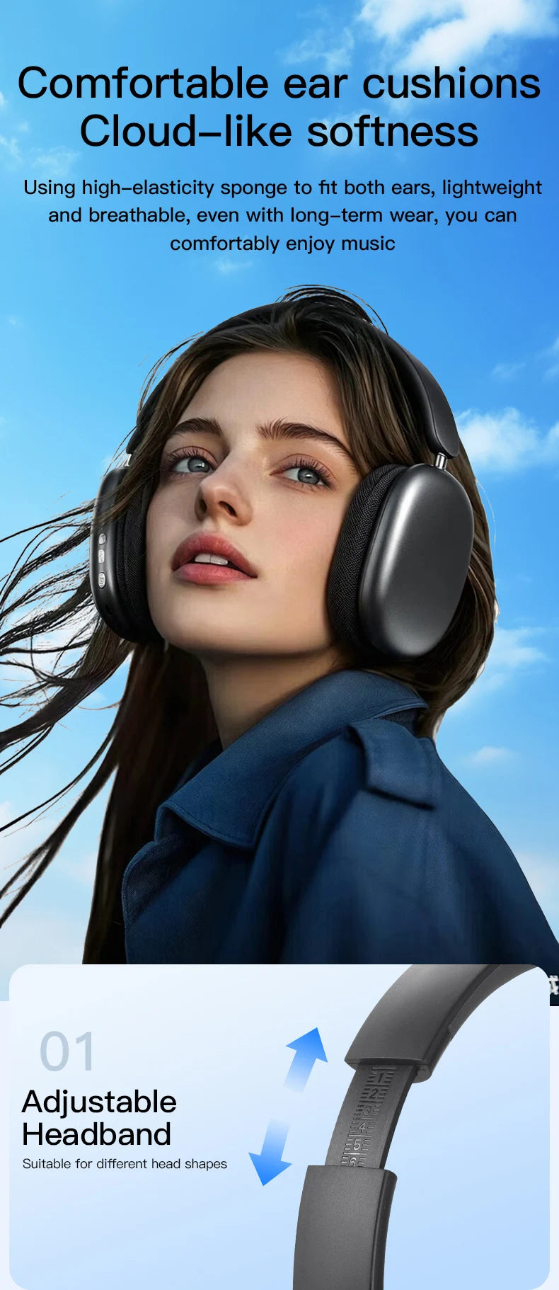 Bluetooth over-ear headphones with active noise cancellation