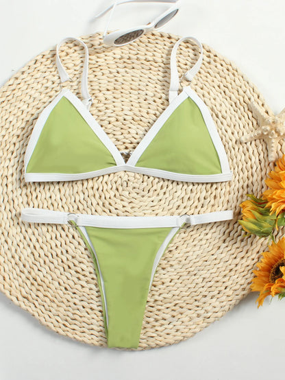 Women's Padded Bikini Top with Low-Rise Bottom and Ring Detail