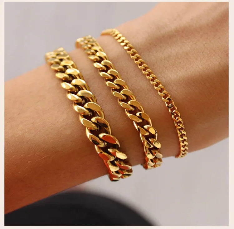 Stainless steel Cuban link chain bracelet