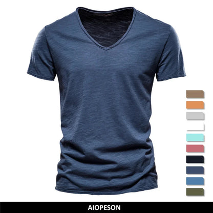 Soft V-Neck Tee For Men With 100 Percent Cotton Breathable Fit