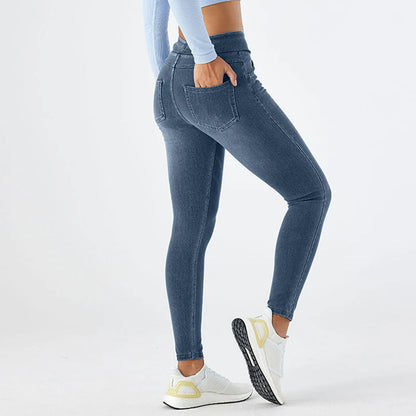 Slim Jeans High Waist Pull-On Denim with Stretchy Fit for Women