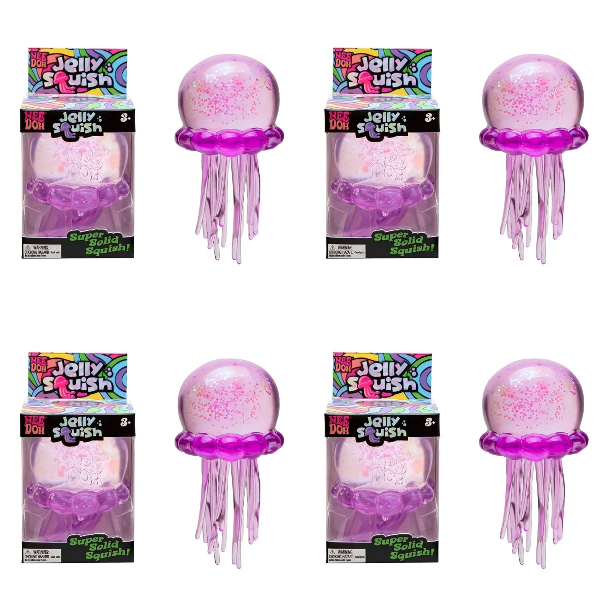 NeeDoh Jellyfish and Cube Plastic Squish Toy For Stress Relief and Sensory Play