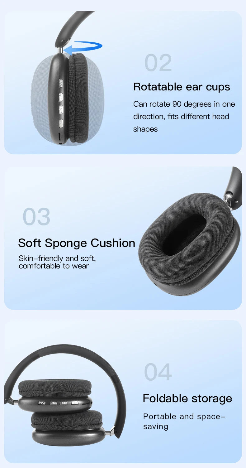 Bluetooth over-ear headphones with active noise cancellation
