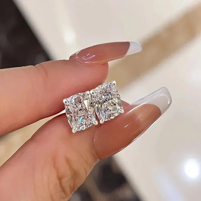 Classic Zircon Stud Earrings for Women in Sterling Silver Everyday