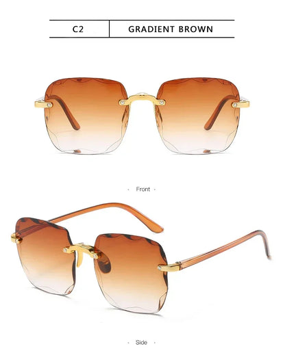 Rimless Sunglasses Unisex Square UV400 Protection All Day Comfort