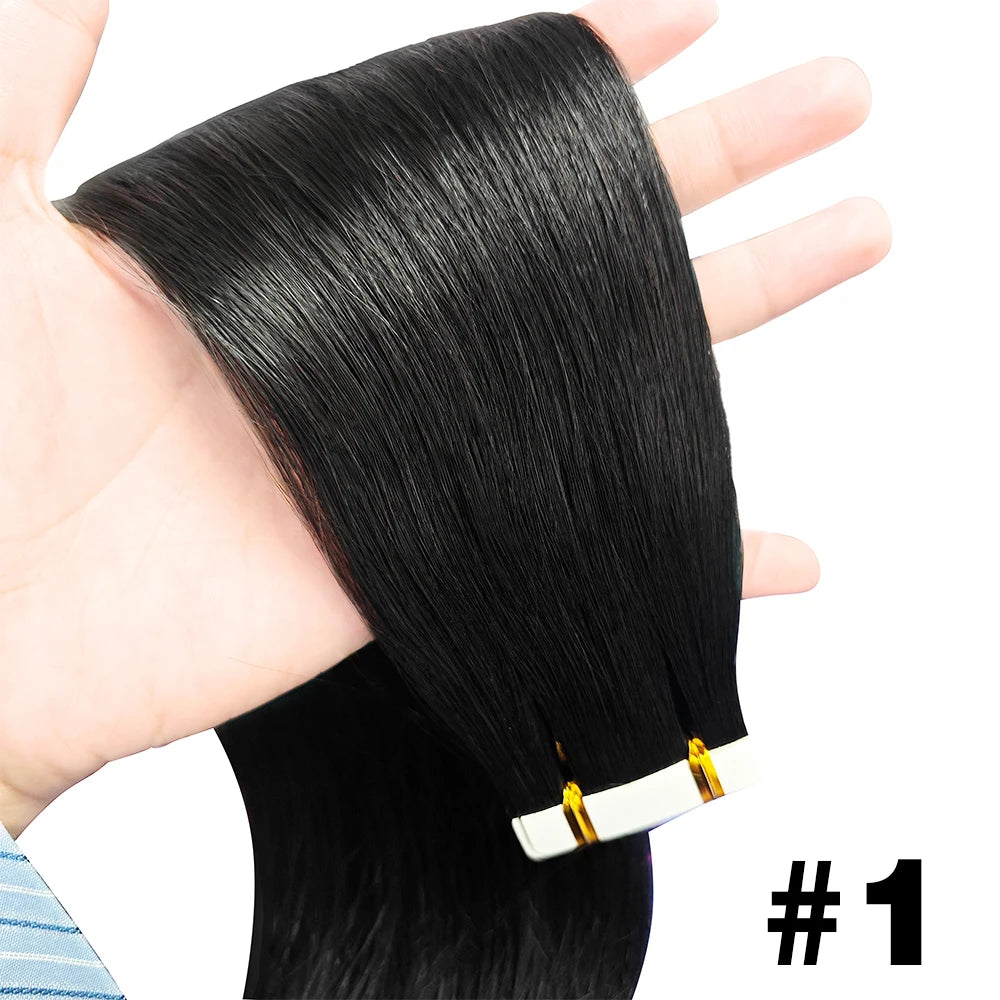 Straight Hair Extensions with Tape In Remy Hair Skin Weft