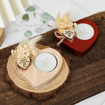 Heart Shaped Wooden Candle Holder Wedding Table Centerpiece