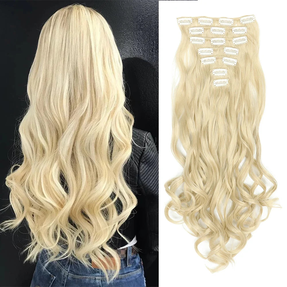 Lush Clip In Extensions 7 Piece Full Head 22 Inch Curly Wavy Hair