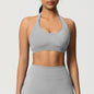 Women’s Seamless Halter Backless Push-Up Sports Bra Cotton-Poly For Gym Running