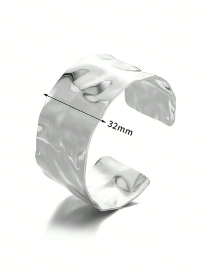 Adjustable Cuff Bracelet Textured Surface Gold Tone for Men and Women Everyday Wear