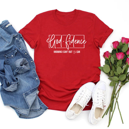 God Fidence Knowing I Can't But He Can - Men Women Short Sleeve T-shirts