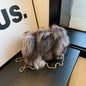 Luxury Soft Plush Evening Bags For Elegant Women Fox Fur Dinner Party Clutch Chain Crossbody Winter Warm Luxury Designer Handbags