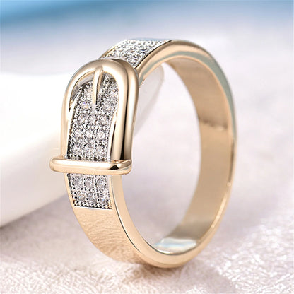 Two-Tone Ring with Zircon Centerpiece for Women with All Day Shine