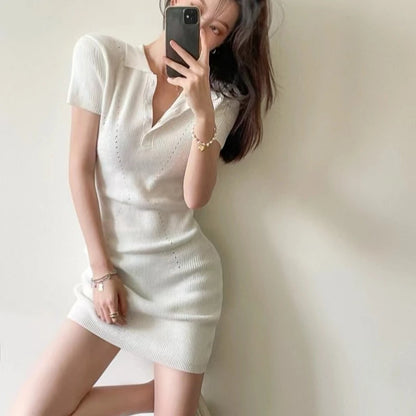 Breathable Knit Dress Short Sleeve Summer Everyday Wear Lightweight