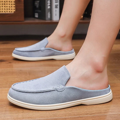 Men's suede-look slip-on mule with open back