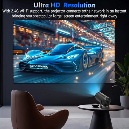 Mini HD Portable Projector 1280x720P - High Brightness 2.4G WiFi Home Theater