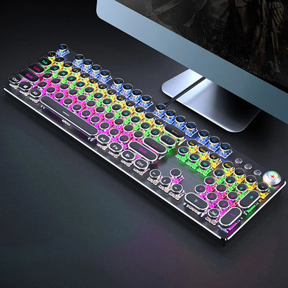 Retro typewriter mechanical gaming keyboard with RGB crystal keycaps