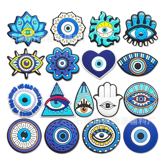 Shoe Charms for Crocs Accessories Blue Protection Eyes Shoes Charm Croc Decorations Pins Men Women Clogs Clips Badges CHARM LUXURY