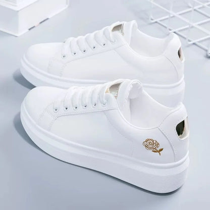New 2026 Designer Shoes Women Running Spring Autumn Fashion White Breathable Embroidered Flower Lace-Up Casual Sneakers Zapatos De Mujer