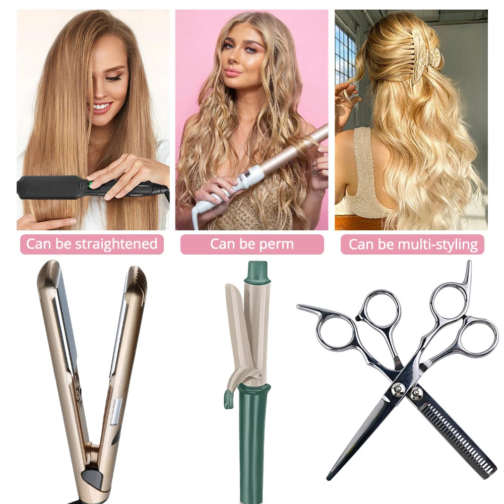 Heat-Resistant Clip-In Hair Extensions Five Clips for Dark Hair