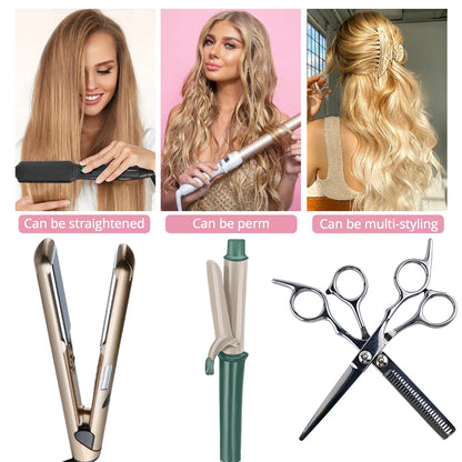Heat-Resistant Clip-In Hair Extensions Five Clips for Dark Hair