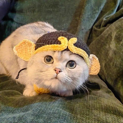 Soft Hat Hand-Crocheted with Elastic Fit for Cats Photo Prop