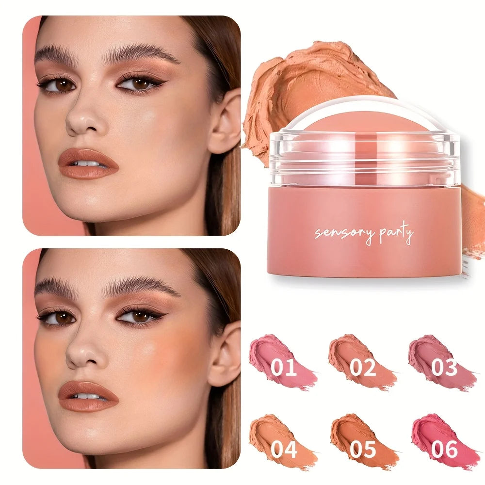 Waterproof Cream Blush Palette with Six Shades for All Skin Tones