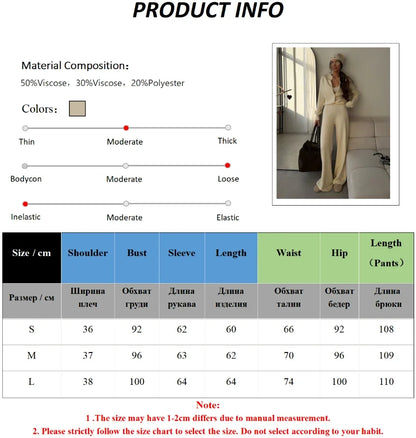 Women’s Knit Cardigan And Pants Set Slim Fit Long Sleeve Winter