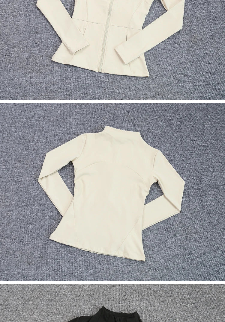 Luxe Yoga fitted Coat Women's Slimming Long Sleeve Fast Running Thin Pilates Fitness Suit Top Clothing